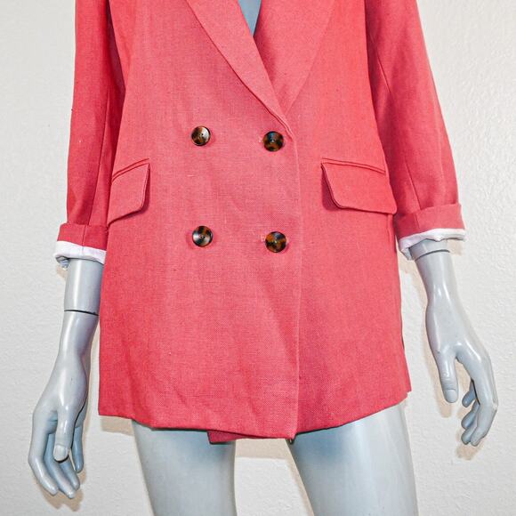 EMERSON FRY Women's Double Breasted Blazer Jacket in Pink Linen size 12 - Picture 11 of 11